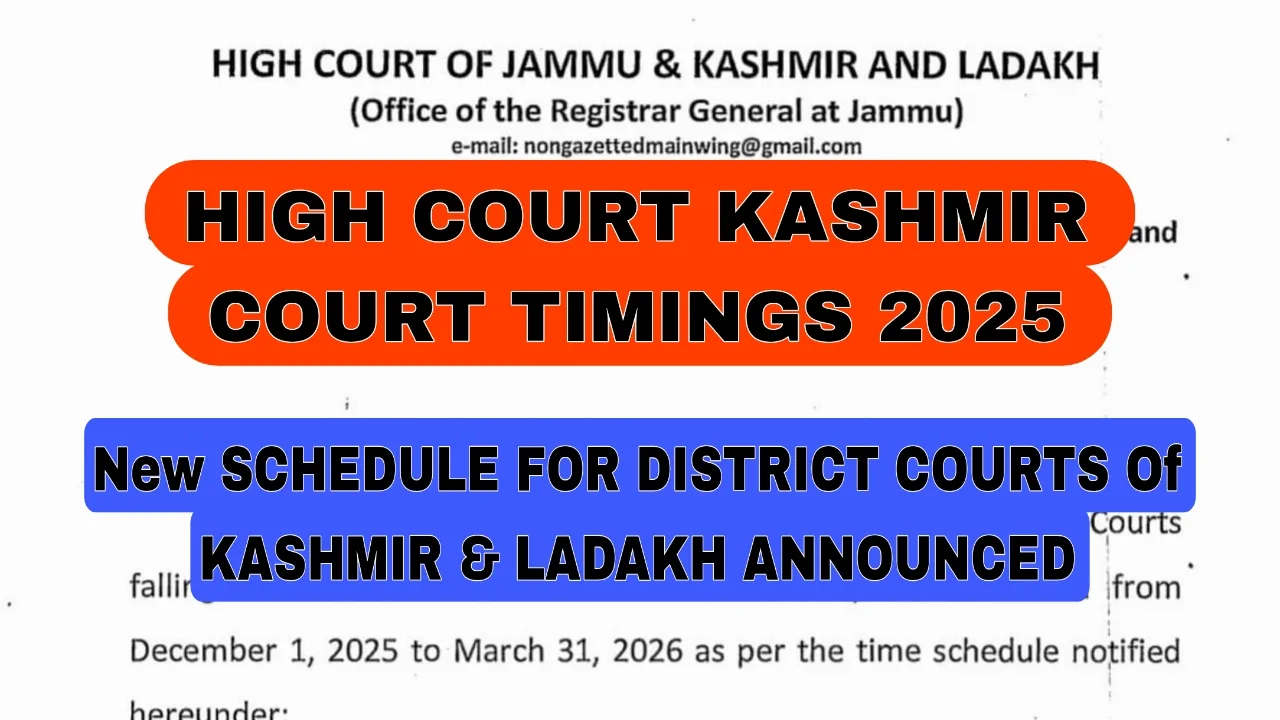 High Court Kashmir Court Timings 2025