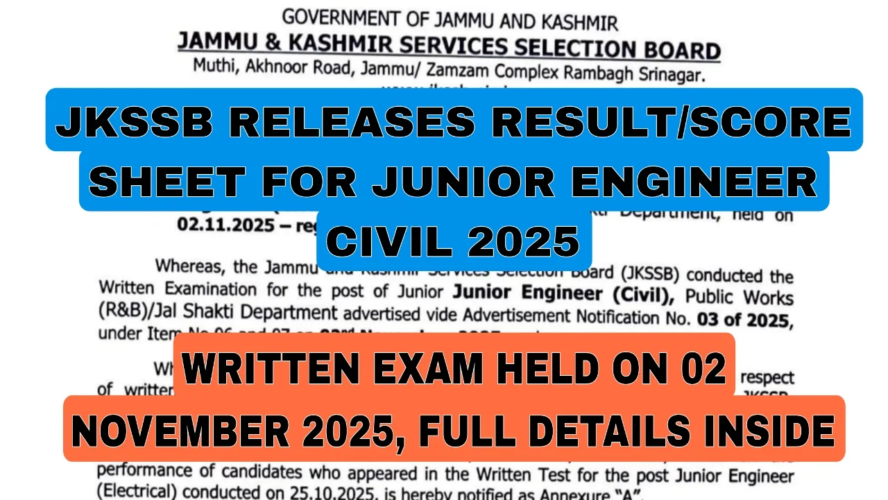JKSSB Result Junior Engineer Civil 2025